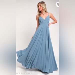 Slate blue bridesmaid dress